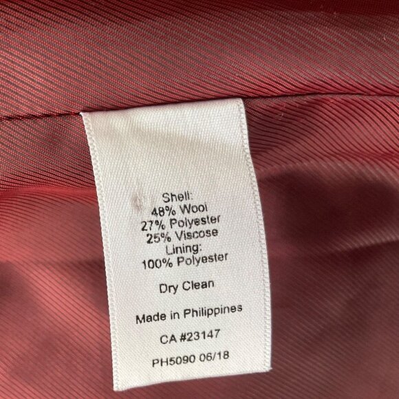 Talbots 20W Aberdeen Blazer Houndstooth Wool Bl Burgundy Old Money Classic - Picture 10 of 14